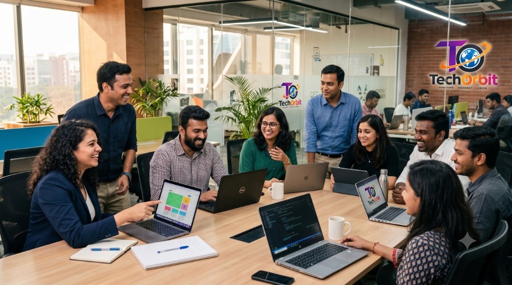 TechOrbit Software Engineering Team in Office